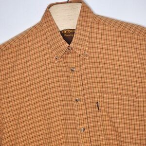 Barbour The Country Shirt Mens Sz Medium Orange Button Up‎ Long Sleeve